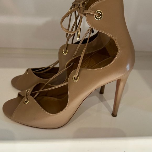 Aquazzura Leather ankle strap in beige leather - Picture 3 of 5